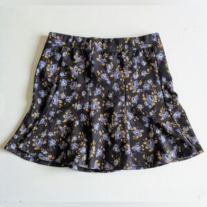 Zara Trafaluc black floral mini skirt with ruffle (S)